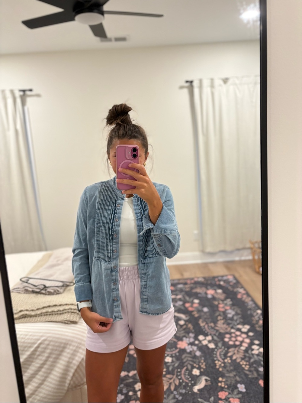 Quince Distressed Denim Tuxedo Top Size XS
